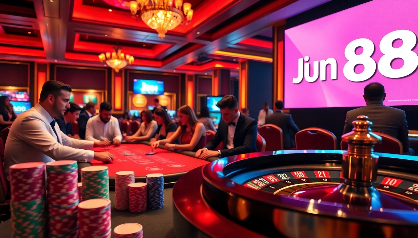Experience high-stakes gaming with Jun 88 in a luxurious casino setting.