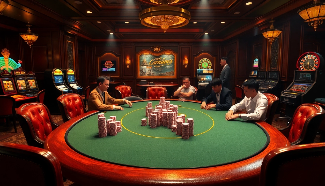 Experience the thrill of poker at https://da88.trading/ with high-stakes action and vibrant poker chips.
