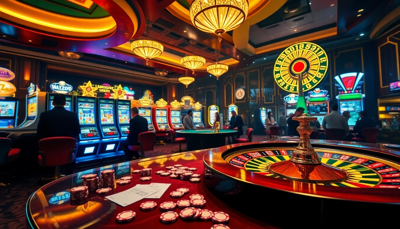 Experience thrilling gambling action at https://kg88.work/ featuring vibrant slot machines, poker tables, and roulette wheels.