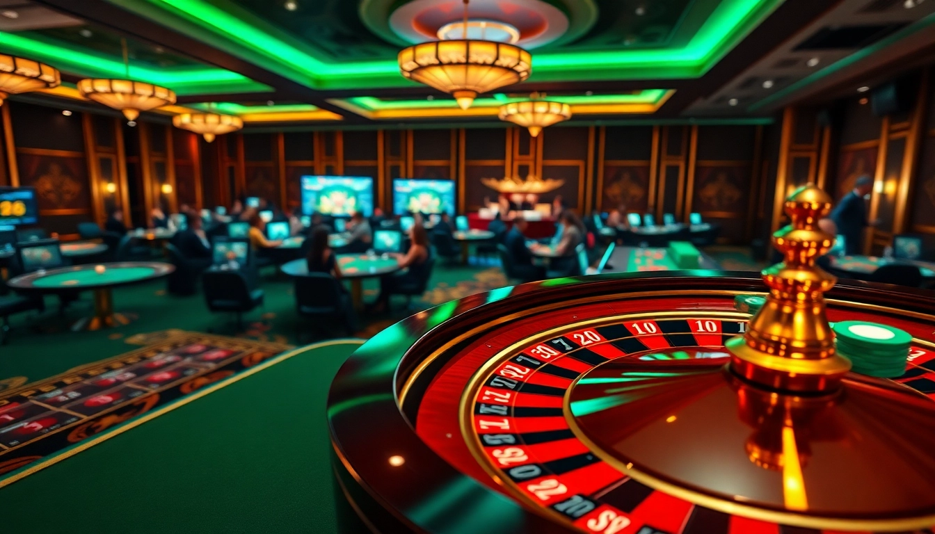 Exciting online gambling scene featuring ALO 789 không chặn betting platform with poker chips and roulette wheel.
