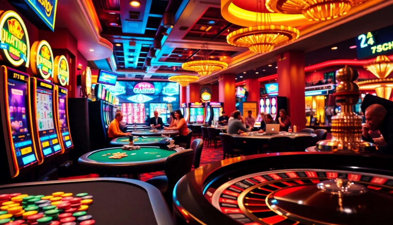 Exciting casino action at 789P with vibrant slot machines and engaging poker tables.