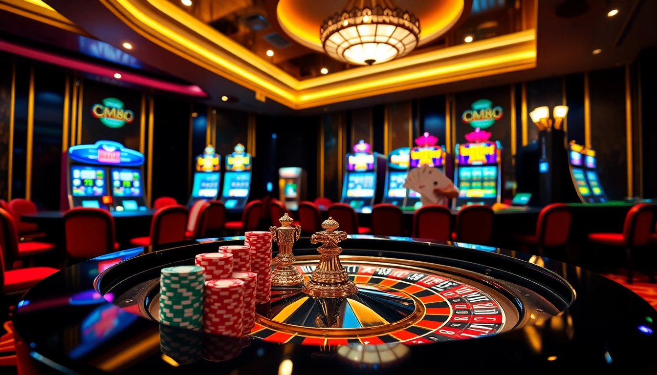 Experience thrilling casino moments at CM88 with vibrant roulette tables and slot machines.